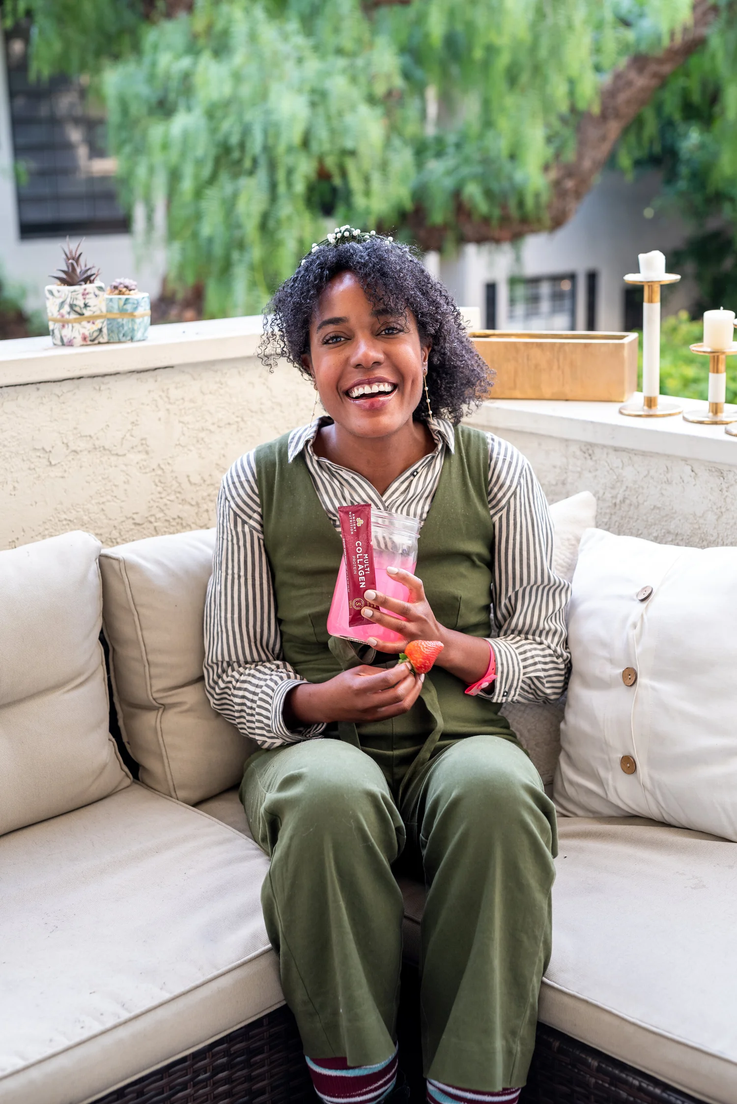 Zoë smiling and connecting with her community